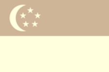 beige flag divided horizontally into two beige stripes. the top stripe is darker, and contains a beige crescent and five beige stars