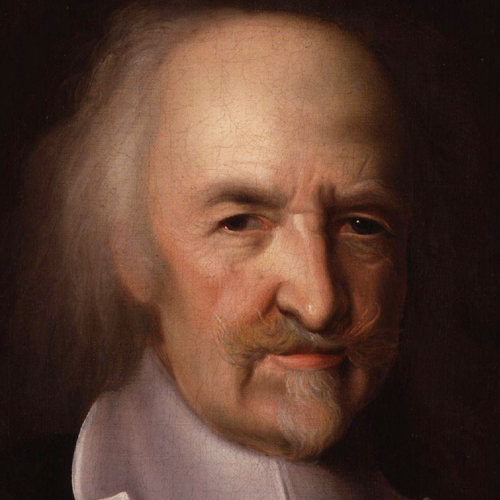 A painting of a light-skinned balding man with wispy gray hair, and a short mustache and beard